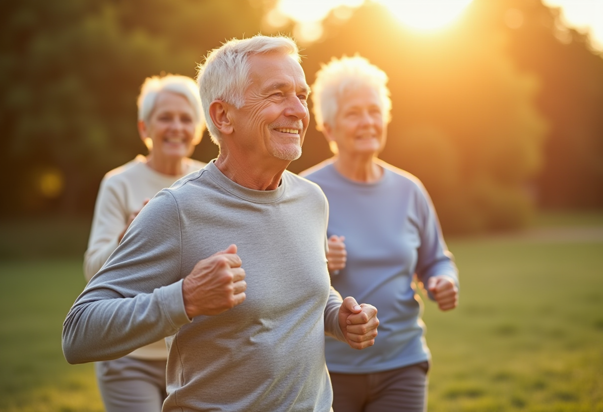 Възрастна двойка прави упражнения заедно